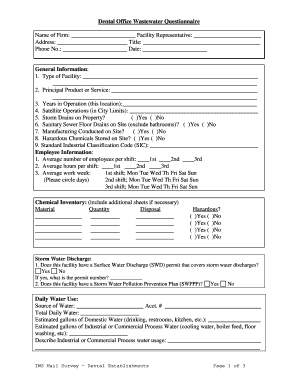 Dental Office Wastewater Questionnaire