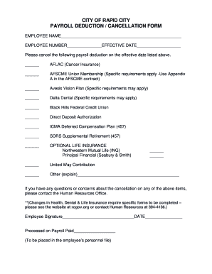 Rapid City Payroll Deduction Cancellation Form