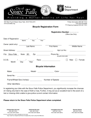Bicycle Registration Form