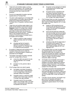 STANDARD PURCHASE ORDER TERMS & CONDITIONS