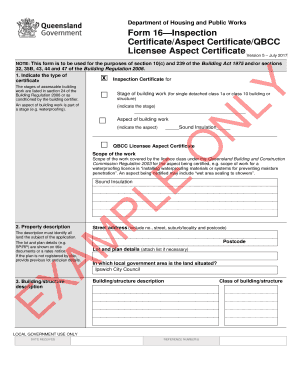 Queensland Building Inspection Certificate