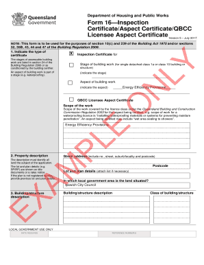 Queensland Building Inspection Certificate