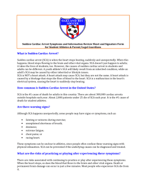 Sudden Cardiac Arrest Review and Consent Form