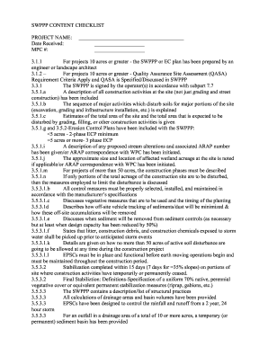 SWPPP Content Checklist