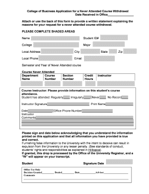 College Course Withdrawal Application