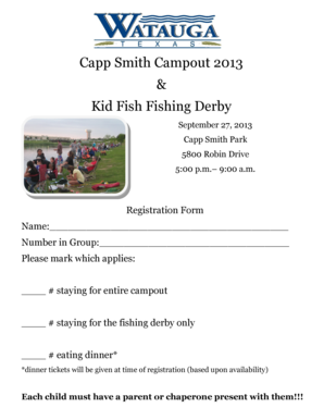 Itsdeductible printable list - Capp Smith Campout 2013 Kid Fish Fishing Derby - ci watauga tx