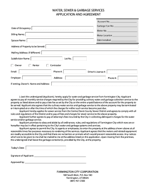 Samples of citation - WATER SEWER GARBAGE SERVICES FARMINGTON CITY