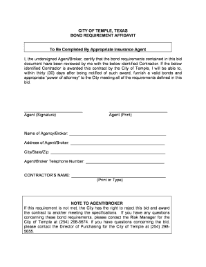 Interview conclusion pdf - CITY OF TEMPLE TEXAS BOND REQUIREMENT AFFIDAVIT To Be