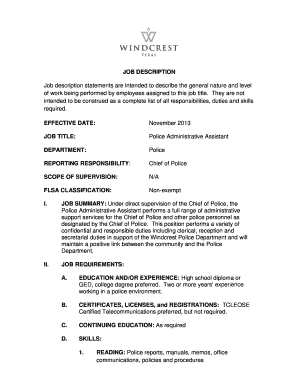 Incident report example - JOB TITLE Records Clerk - ciwindcresttxus - ci windcrest tx