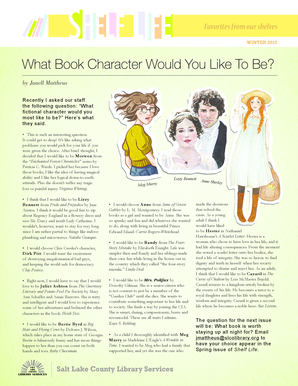 Chart narrative ems - What Book Character Would You Like To Be - slcolibrary