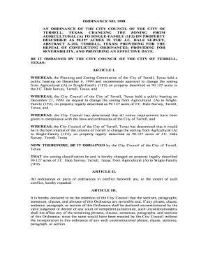 Thank you letter for sponsor - TERRELL, TEXAS, CHANGING THE ZONING FROM - cityofterrell