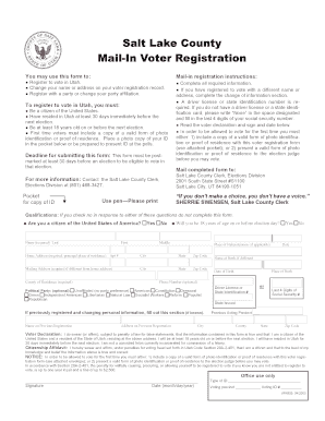 Utah Mail-In Voter Registration Form