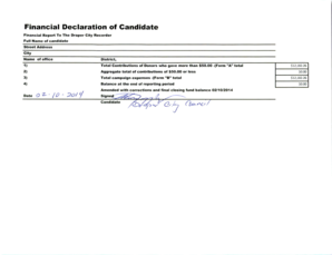 Profile letter sample - Financial Declaration ofCandidate - Draper