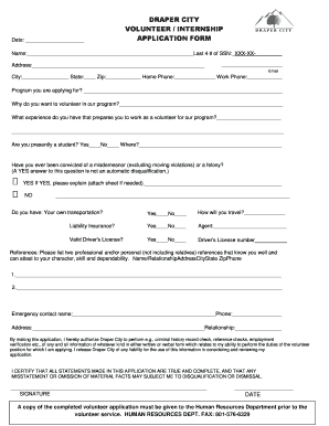 Bio data form - How will you travel - Draper City UT