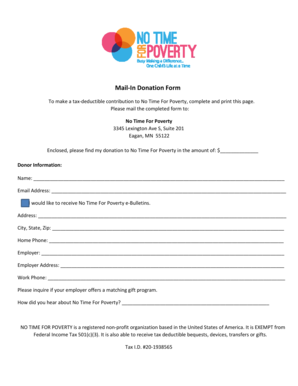 Subwaypay - Mail-In Donation Form - No Time For Poverty - notimeforpoverty