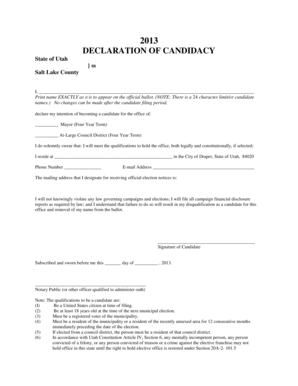 Soma size chart - 2013 DECLARATION OF CANDIDACY - Draper - draper ut