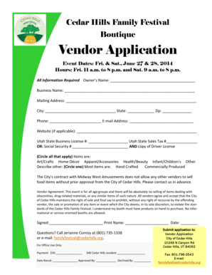 Personal loan agreement template - Cedar Hills Family Festival Boutique Vendor Application - cedarhills