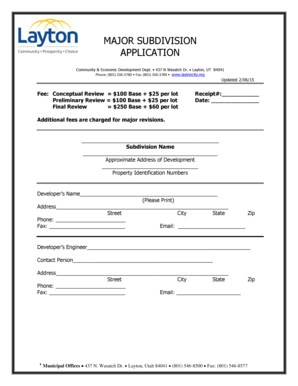 Equity partnership agreement template - MAJOR SUBDIVISION APPLICATION FORM - laytoncityorg