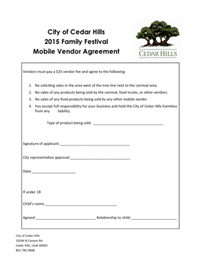 Sports proposal for school - City of Cedar Hills 2015 Family Festival Mobile Vendor - cedarhills