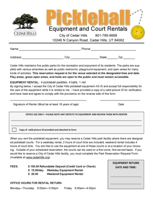 Recipe template excel - Equipment and Court Rentals - Cedar Hills Utah - cedarhills