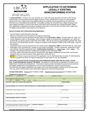 APPLICATION TO DETERMINE LEGALLY EXISTING NONCONFORMING STATUS - loganutah