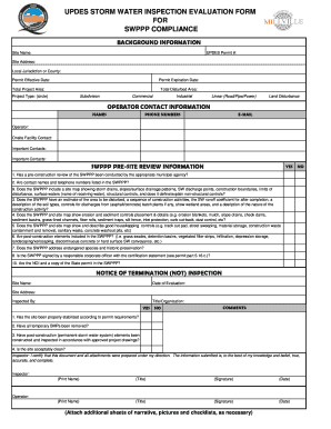 UPDES Storm Water Inspection Evaluation Form