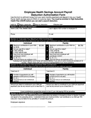 Health Savings Account Payroll Deduction Authorization Form