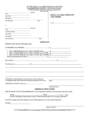 Simple consent form - IN THE SMALL CLAIMS COURT IN AND FOR WASHINGTON COUNTY