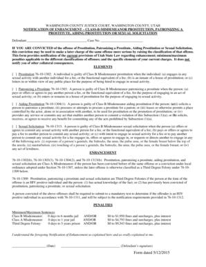 Loss of income letter from employer sample - Enhancement - Misdemeanor Prostitution Patronizing Prostitute Aiding Prostitution or Sexual Solicitation - washco utah