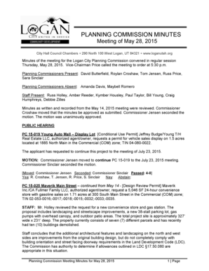 Record of conversation template - Planning Commissioners Present David Butterfield, Roylan Croshaw, Tom Jensen, Russ Price, - loganutah