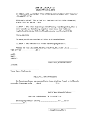 Issue log template - AN ORDINANCE AMENDING TITLE 17 THE LAND DEVELOPMENT CODE - loganutah