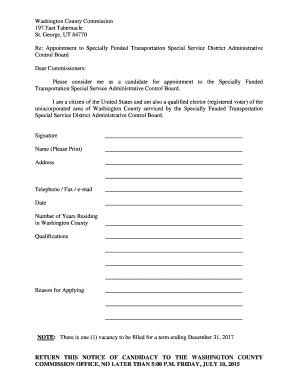 Education forms - Specially Funded Transportation Special Service District Administrative - washco utah