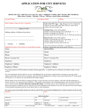 Work order template - HIGHLAND CITY 5400 West Civic Center Drive Suite 1 Highland UT 84003 - highlandcity