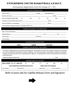 Blank signature page template - ENTERPRISE YOUTH BASKETBALL LEAGUE - enterpriseutah