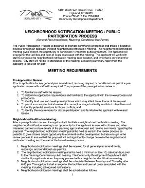 990 due date - Neighborhood Notification Meeting Packet - Highland City UT