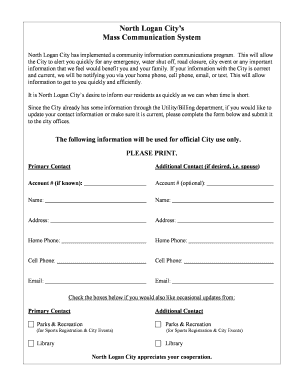 North Logan City Emergency Notification Form