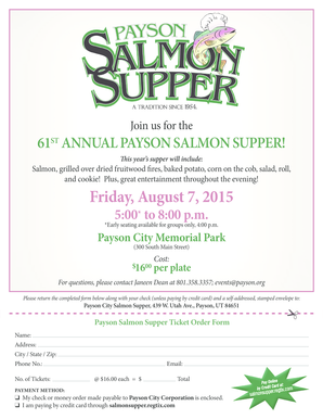 Donation receipt - Join us for the 61 AnnuAl PAySon SAlmon SuPP er - paysonutah