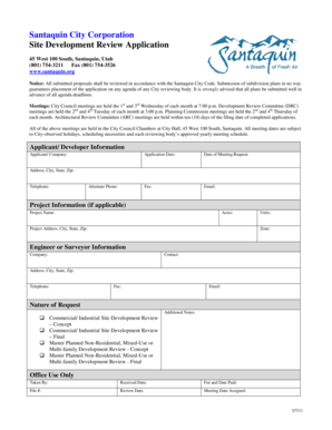 Banana republic application - Santaquin City Corporation Site Development Review Application - santaquin