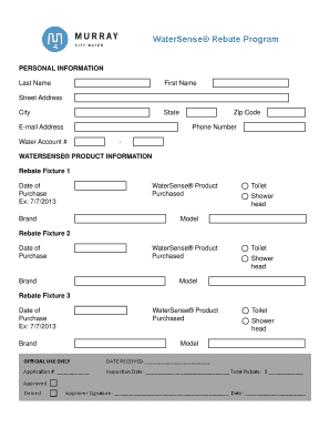 Balance sheet example - WATERSENSE PRODUCT INFORMATION Rebate Fixture 1 Rebate