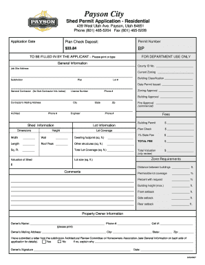 Internal memo format - Shed Permit Application Residential