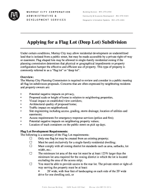 Memorandum of agreement sample - Applying for a Flag Lot Deep Lot Subdivision - murray utah