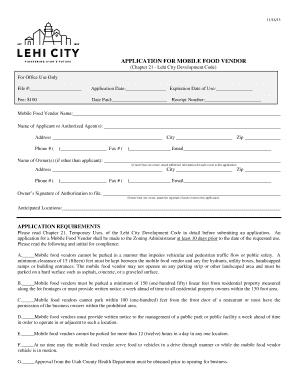 New employee application form - APPLICATION FOR MOBILE FOOD VENDOR - Lehi City