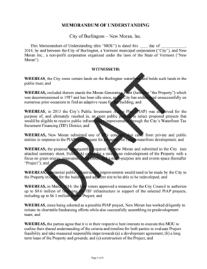 Educational consultant proposal sample - MEMORANDUM OF UNDERSTANDING - Burlington Vermont - burlingtonvt