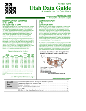 Artist booking price list - Winter 1999 Utah Data Guide - governor utah