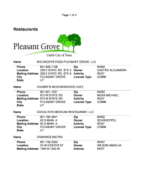 Order copy format - Restaurants - Pleasant Grove Utah - plgrove