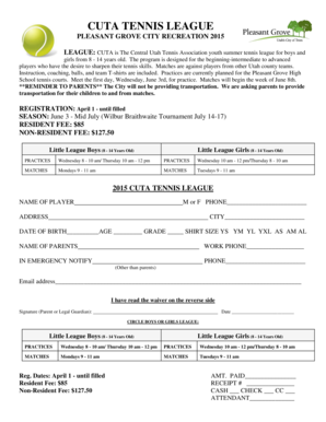 Work reference letter - CUTA TENNIS LEAGUE - Pleasant Grove Utah - rec plgrove