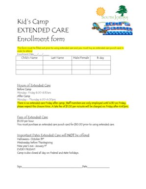 How to fill out a hockey score sheet - EXTENDED CARE Enrollment form - South Jordan Utah - sjc utah