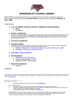 Spot report sample - ADDENDUM CITY COUNCIL AGENDA - Spanish Fork Utah - spanishfork