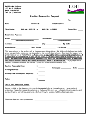 Pavilion Reservation Request