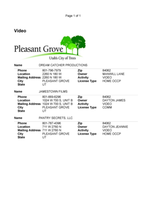 Bank reconciliation statement rules - Page 1 of 1 Video Name DREAM CATCHER PRODUCTIONS Phone 8017967979 Zip 84062 Location 2260 N 180 W Owner MANWILL LANE Mailing Address 2260 N 180 W Activity THOMASVIDEO - plgrove